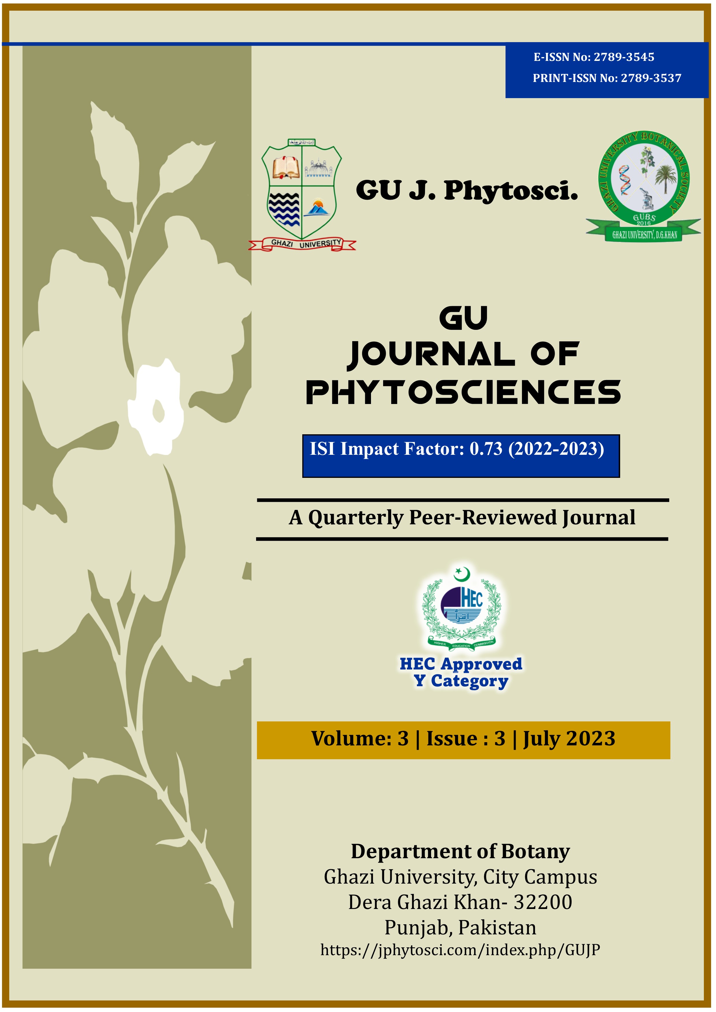 					View Vol. 3 No. 3 (2023): GU Journal of Phytosciences [July, 2023]
				